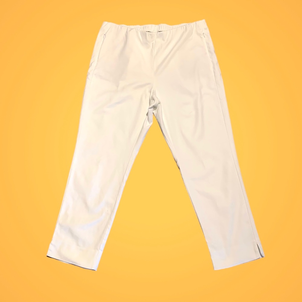 NWT J JILL Essential Cotton Stretch White Pull On Pants Womens Size 16